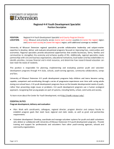 Regional 4-H Youth Development Specialist  Position Description