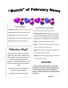 In February, We are Learning About: Valentine’s Day Party 10-11:00