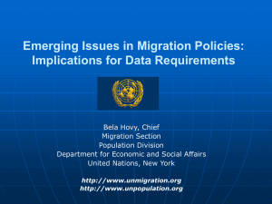 Emerging Issues in Migration Policies: Implications for Data Requirements
