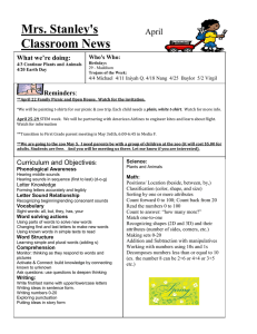 Mrs. Stanley's Classroom News  April