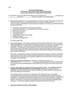3/00 This agreement confirms the telework arrangement by the Department of... University of Washington