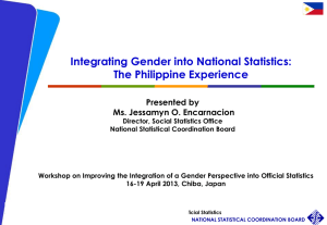Integrating Gender into National Statistics: The Philippine Experience Presented by