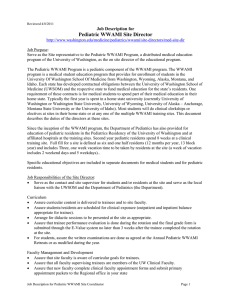 Pediatric WWAMI Site Director Job Description for