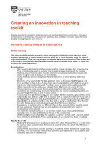 Creating an innovation in teaching toolkit