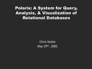 Polaris: A System for Query, Analysis, &amp; Visualization of Relational Databases Chris Stolte