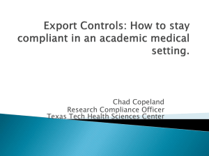 Chad Copeland Research Compliance Officer Texas Tech Health Sciences Center