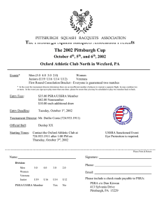 The Pittsburgh Squash Racquets Association Presents The 2002 Pittsburgh Cup October 4