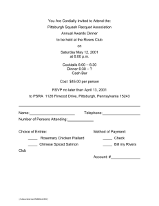 You Are Cordially Invited to Attend the: Pittsburgh Squash Racquet Association