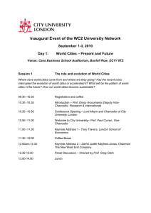 Inaugural Event of the WC2 University Network September 1-3, 2010 Day 1: