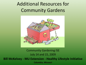 Additional Resources for Community Gardens Community Gardening ISE