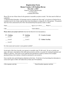 Registration Form Boone County 4-H Fashion Revue Due July 1, 2015