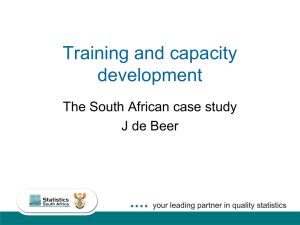 Training and capacity development The South African case study J de Beer