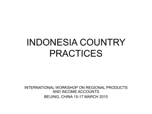 INDONESIA COUNTRY PRACTICES INTERNATIONAL WORKSHOP ON REGIONAL PRODUCTS AND INCOME ACCOUNTS