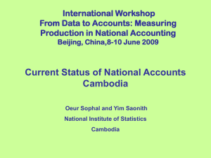 Current Status of National Accounts Cambodia International Workshop From Data to Accounts: Measuring