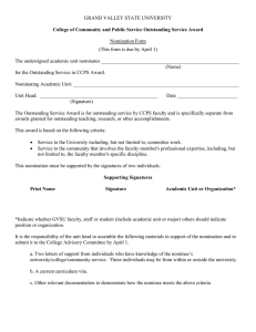 GRAND VALLEY STATE UNIVERSITY  Nomination Form