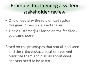 Example: Prototyping a system stakeholder review