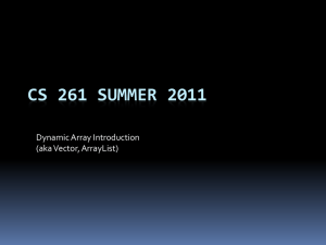 CS 261 SUMMER 2011 Dynamic Array Introduction (aka Vector, ArrayList)