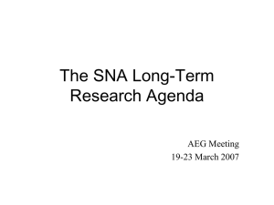 The SNA Long-Term Research Agenda AEG Meeting 19-23 March 2007