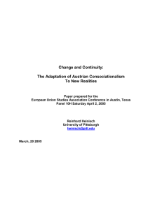 Change and Continuity:  The Adaptation of Austrian Consociationalism To New Realities