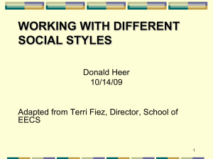 WORKING WITH DIFFERENT SOCIAL STYLES Donald Heer 10/14/09