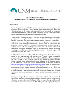 Medical Professionalism: A Statement from the UNMHSC Medical Executive Committee