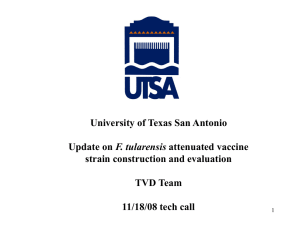 University of Texas San Antonio F. tularensis strain construction and evaluation TVD Team