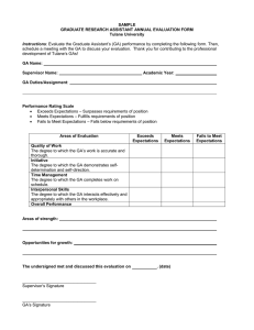 SAMPLE GRADUATE RESEARCH ASSISTANT ANNUAL EVALUATION FORM Tulane University