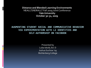 AUGMENTING STUDENT SOCIAL AND COMMUNICATIVE BEHAVIOR SELF-AUTHORSHIP ON FACEBOOK