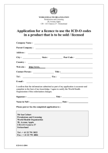 Application for a licence to use the ICD-O codes