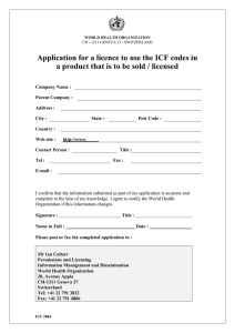 Application for a licence to use the ICF codes in