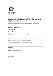 Application to the Research Ethics Committee at Högskolan Dalarna
