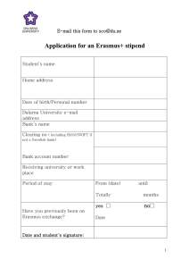 Application for an Erasmus+ stipend