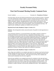 Faculty Personnel Policy  Post-Unit Personnel Meeting Faculty Comment Form