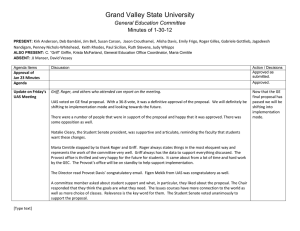 Grand Valley State University General Education Committee Minutes of 1-30-12