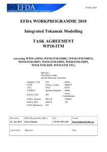EFDA WORKPROGRAMME 2010  Integrated Tokamak Modelling TASK AGREEMENT