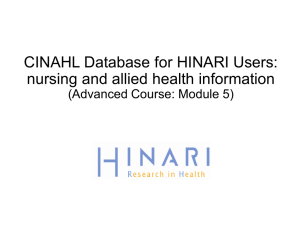 CINAHL Database for HINARI Users: nursing and allied health information