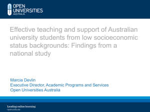 Effective teaching and support of Australian university students from low socioeconomic