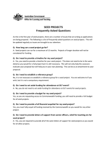 SEED PROJECTS Frequently Asked Questions