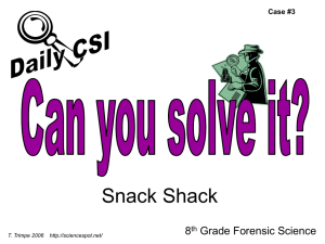 Snack Shack 8 Grade Forensic Science th