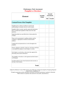 Pamphlet or Brochure Element Performance Task Assessment
