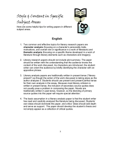 Style &amp; Content in Specific Subject Areas  English