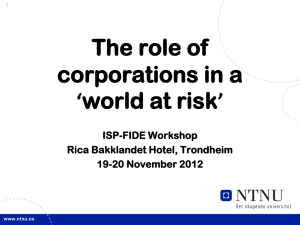 The role of corporations in a ‘world at risk’ ISP-FIDE Workshop