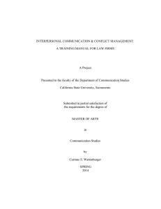 INTERPERSONAL COMMUNICATION &amp; CONFLICT MANAGEMENT: A TRAINING MANUAL FOR LAW FIRMS