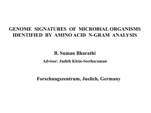 GENOME  SIGNATURES  OF  MICROBIAL ORGANISMS B. Suman Bharathi