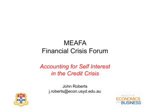MEAFA Financial Crisis Forum Accounting for Self Interest in the Credit Crisis