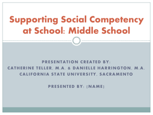 Supporting Social Competency at School: Middle School