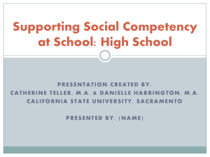 Supporting Social Competency at School: High School