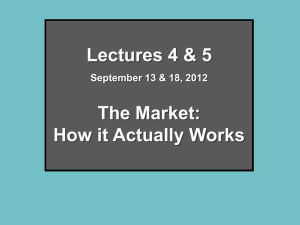 Lectures 4 &amp; 5 The Market: How it Actually Works