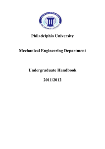 Philadelphia University  Mechanical Engineering Department Undergraduate Handbook
