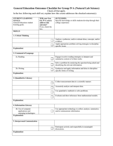 General Education Outcomes Checklist for Group IVA (Natural Lab Science)